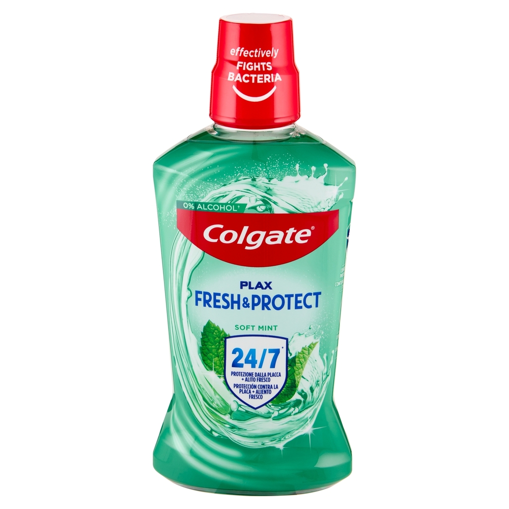 Colgate collutorio Plax Fresh & Protect Soft Mint con antibatterico 500 ml